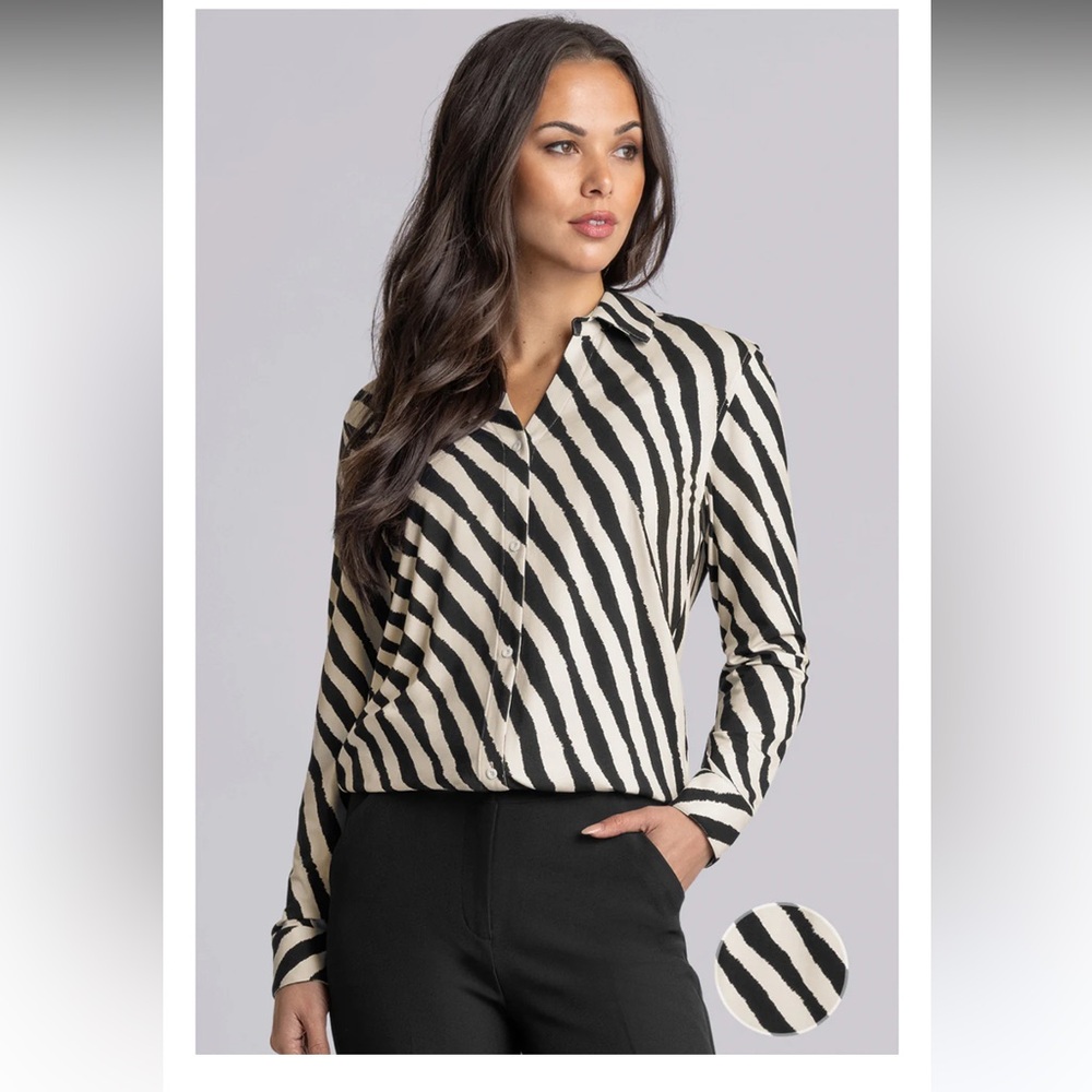 Buttercloth Prestige in Icy Bamboo Sand Black Women’s Size XL Pre-Tucked Fit